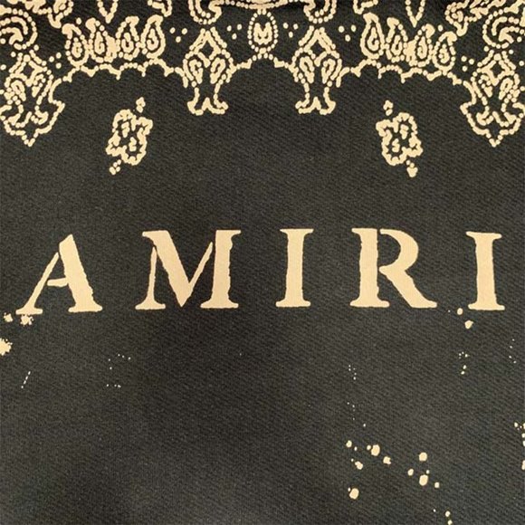 Amiri Logo Embroidered Bandana Print Hoodie - Black - Picture 8 of 12